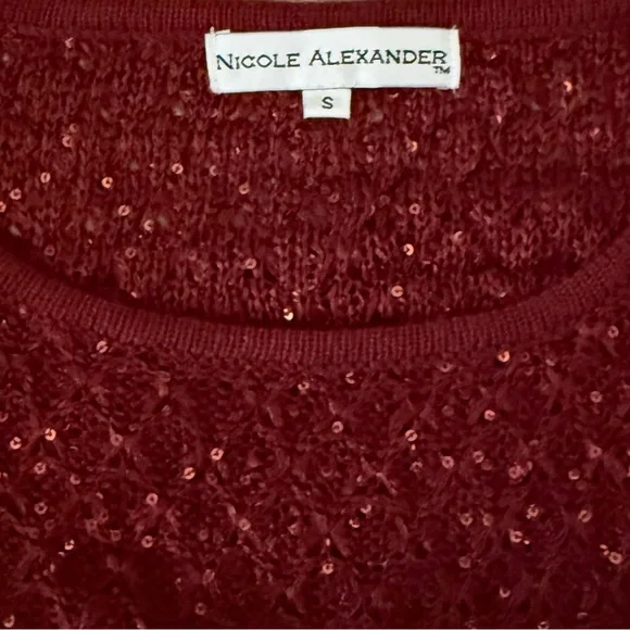 Burgundy Sweater with Sequins S Size - Picture 3 of 3